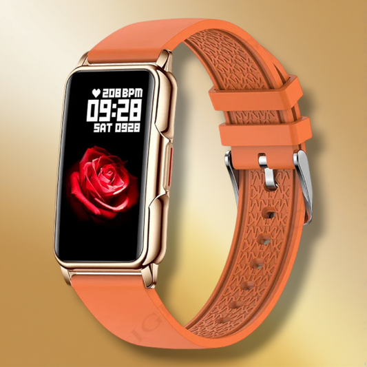 Montre connectée femme bracelet silicone Orange "Heliorix"