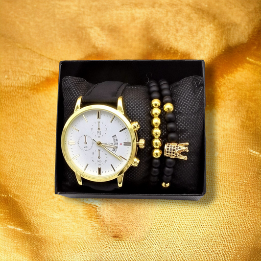 Coffret Montre Noire Femme - "Rina" | CARIBEOLE