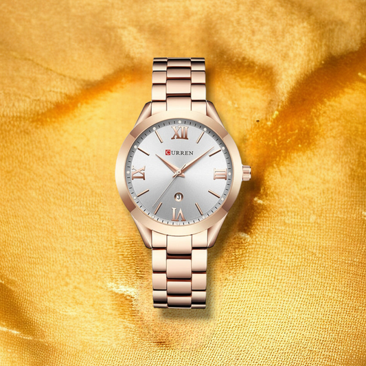 Montre Femme Bracelet Acier Rose Or- "Muna" | CARIBEOLE