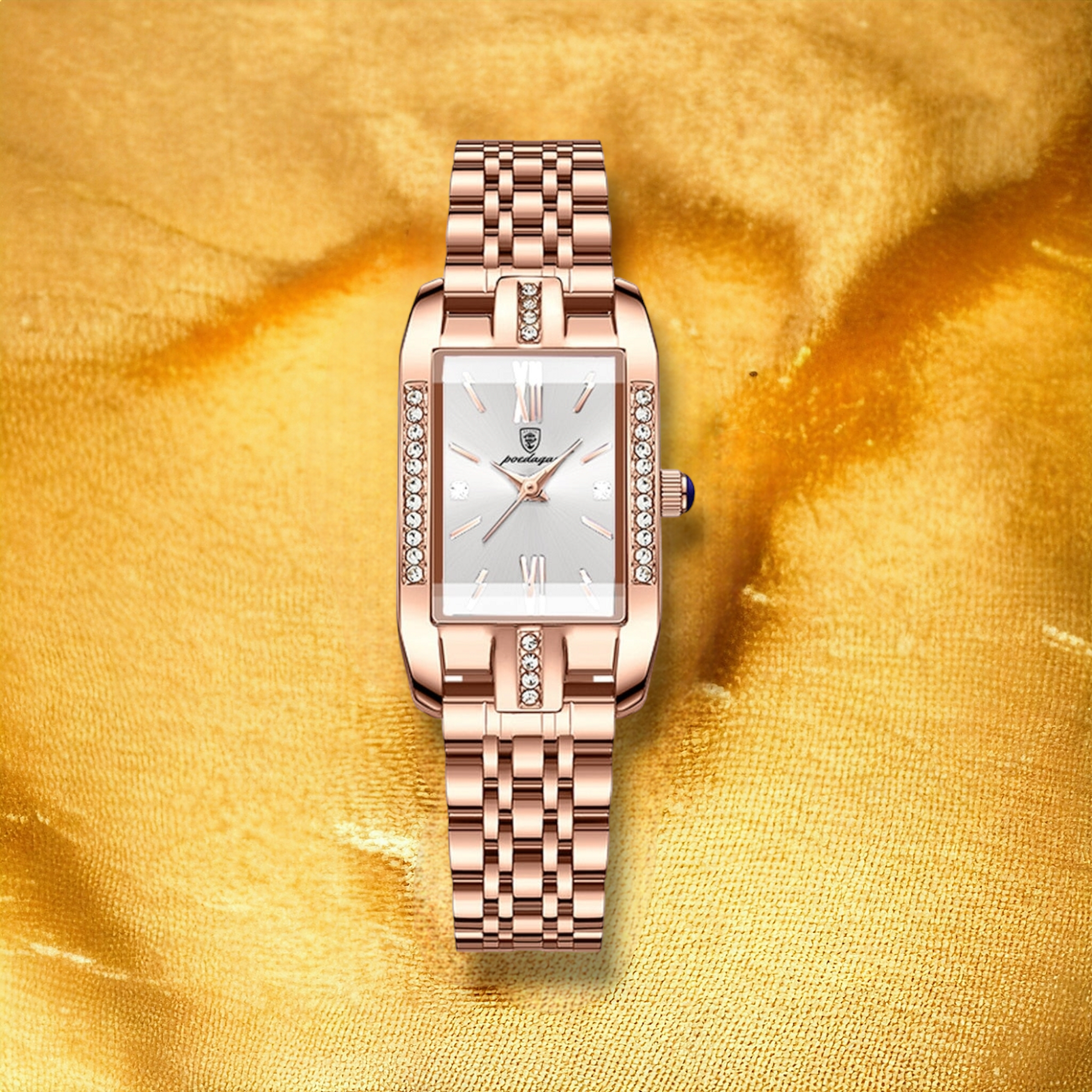 Montre Rose Or Rectangulaire Femme  - "Jara" | CARIBEOLE