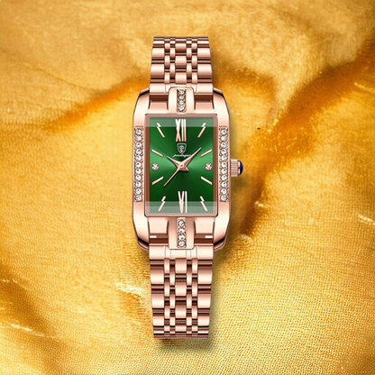 Montre Verte Femme Acier Rose Or - "Adria" | CARIBEOLE