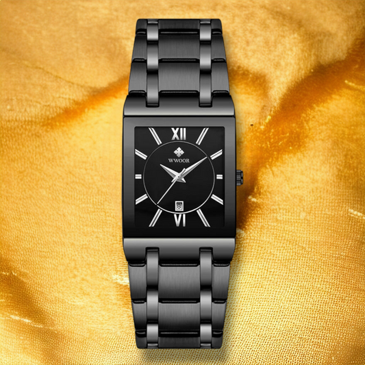 Montre Femme Rectangulaire en Acier Noir - "Alessa"