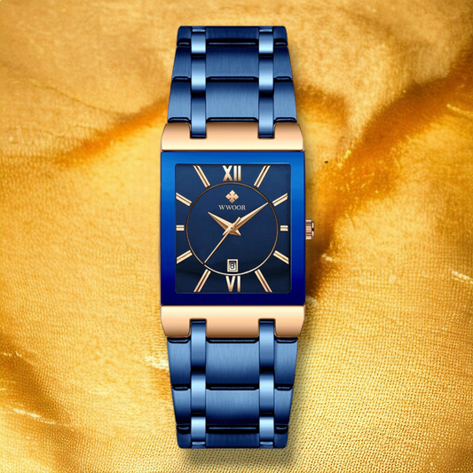 Montre femme rectangulaire avec finition rose or noir - "Adalia"