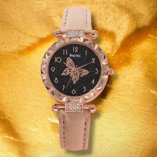 Coffret montre papillon Beige - "Hana"