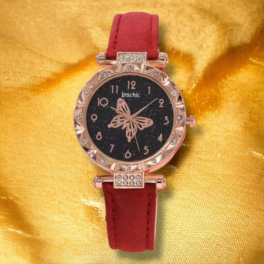 Coffret Montre Papillon Rouge - "Halima"