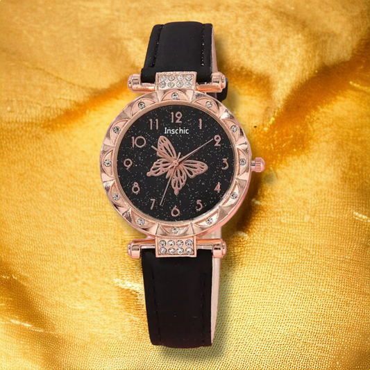 Coffret montre papillon noire - "Gianna"