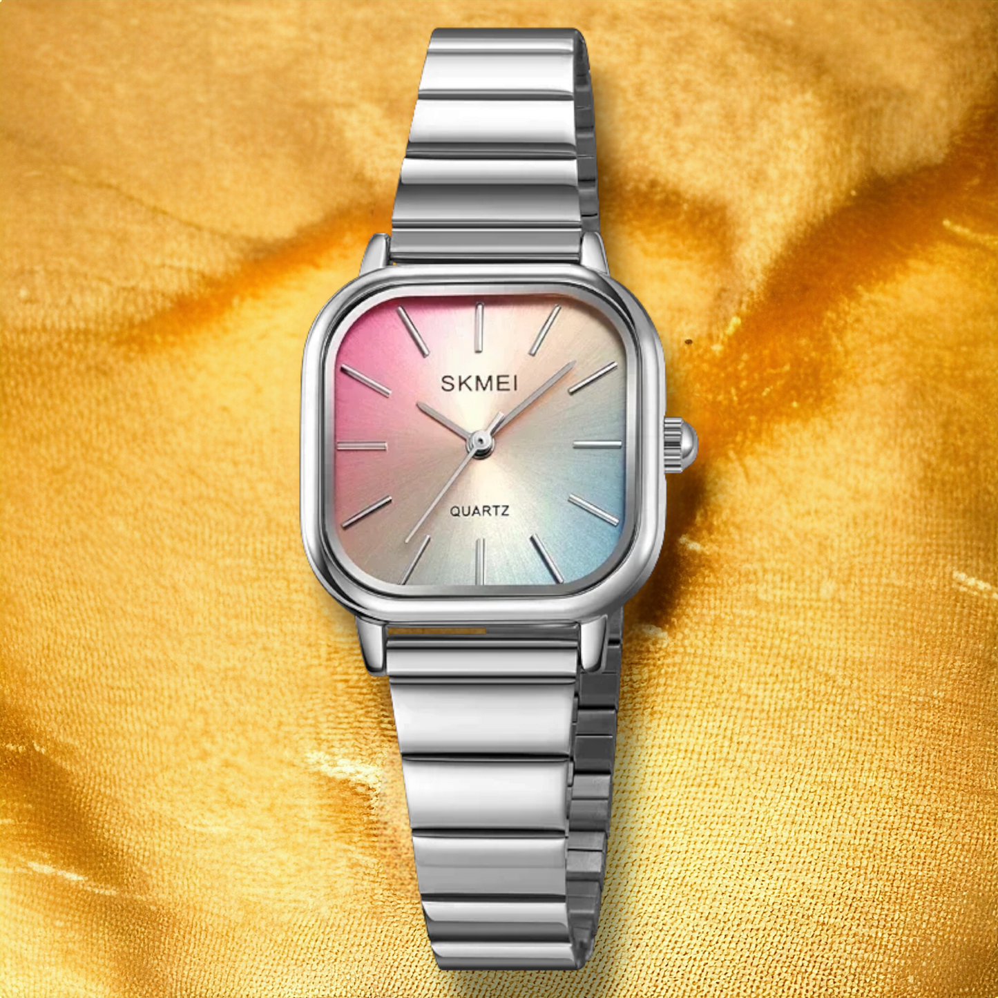 Montre Femme Carré Coloré Argenté - "Analia"