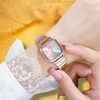 Montre Femme Carré Rose Or - "Amanda"