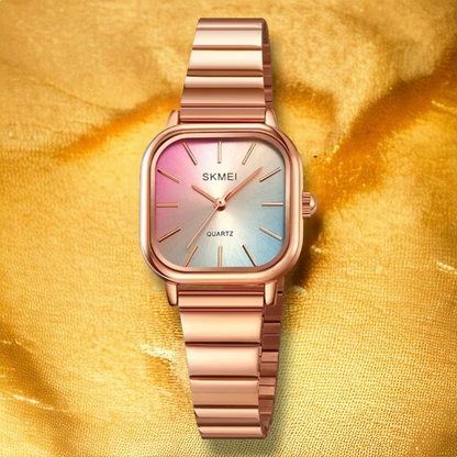 Montre Femme Carré Rose Or - "Amanda"