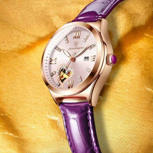 Montre Femme en Bracelet Cuir Rose - "Kalista"