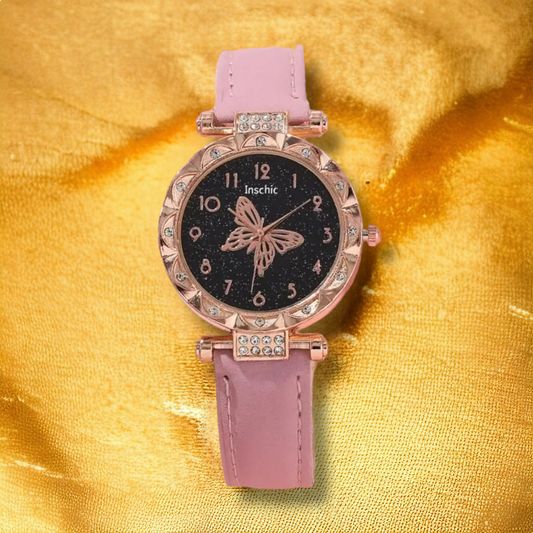 Coffret Montre Papillon Rose Élégance - "Greta"