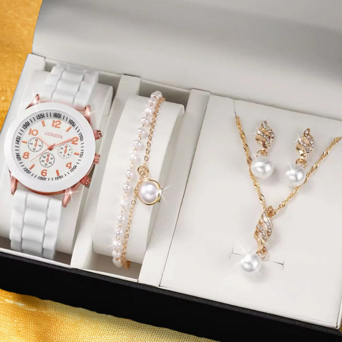 Coffret Montre Femme Perle Blanche - "Eliana"