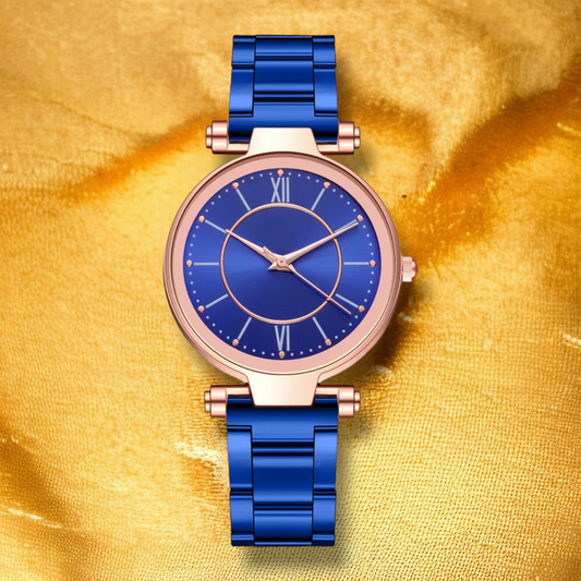 Montre Bleue Femme Bracelet Acier- "Samara"